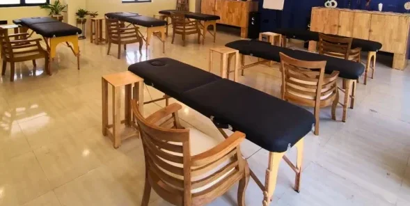 The workshop hall at The Healing Room, set up for a training session